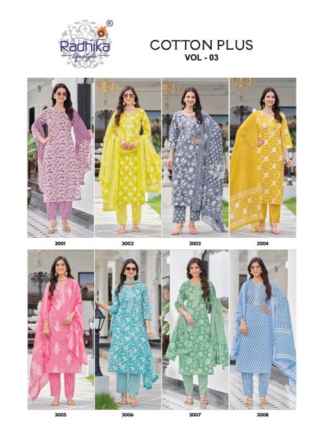 Radhika cotton plus vol 3 kurtis wholesale in mumbai
